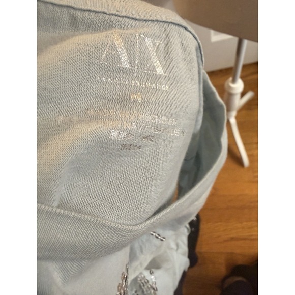 Armani Exchange Women's Light Blue Y2K Bling T-shirt Size M - Picture 5 of 5
